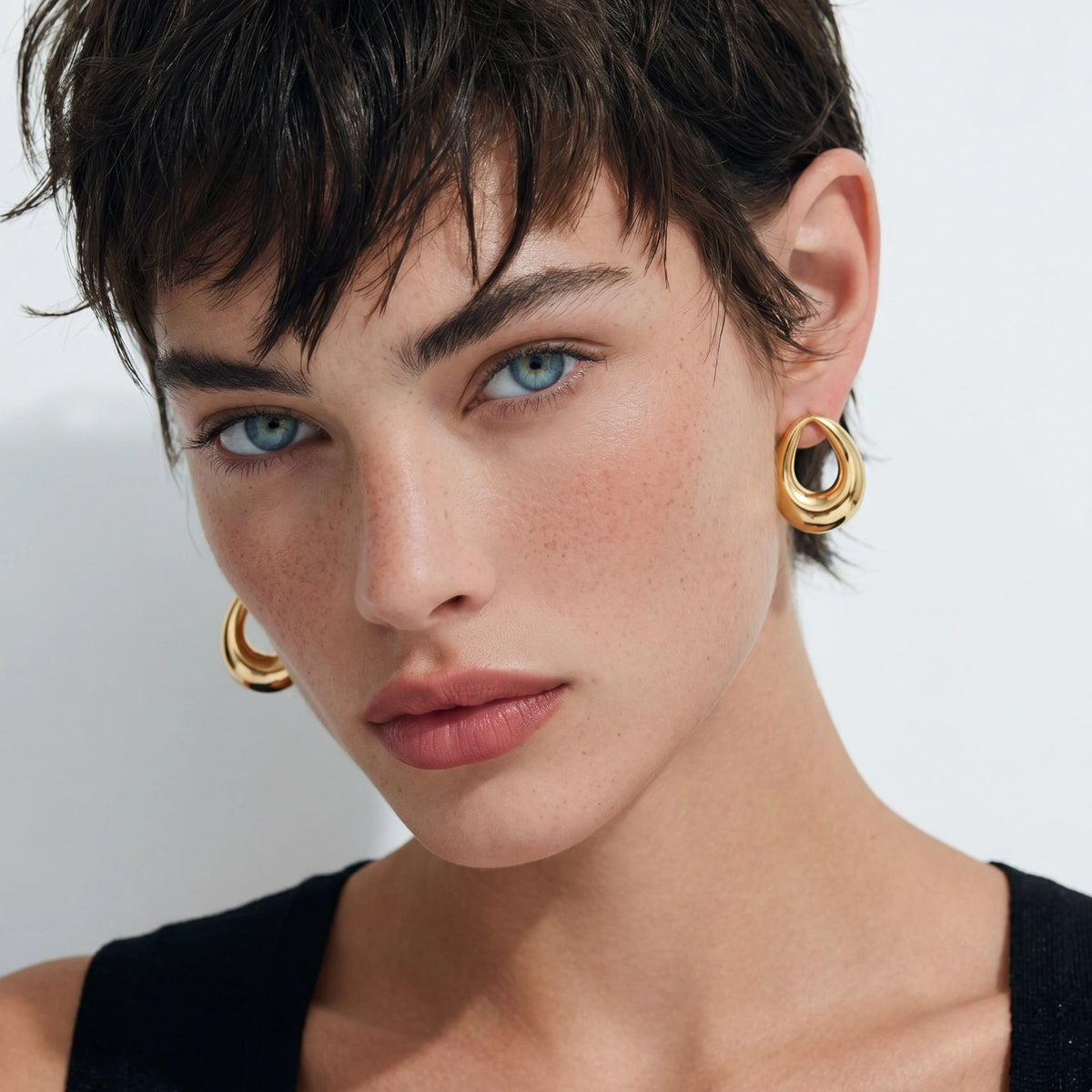 Golden Loop Studs | 18K Gold Plated Teardrop Earrings