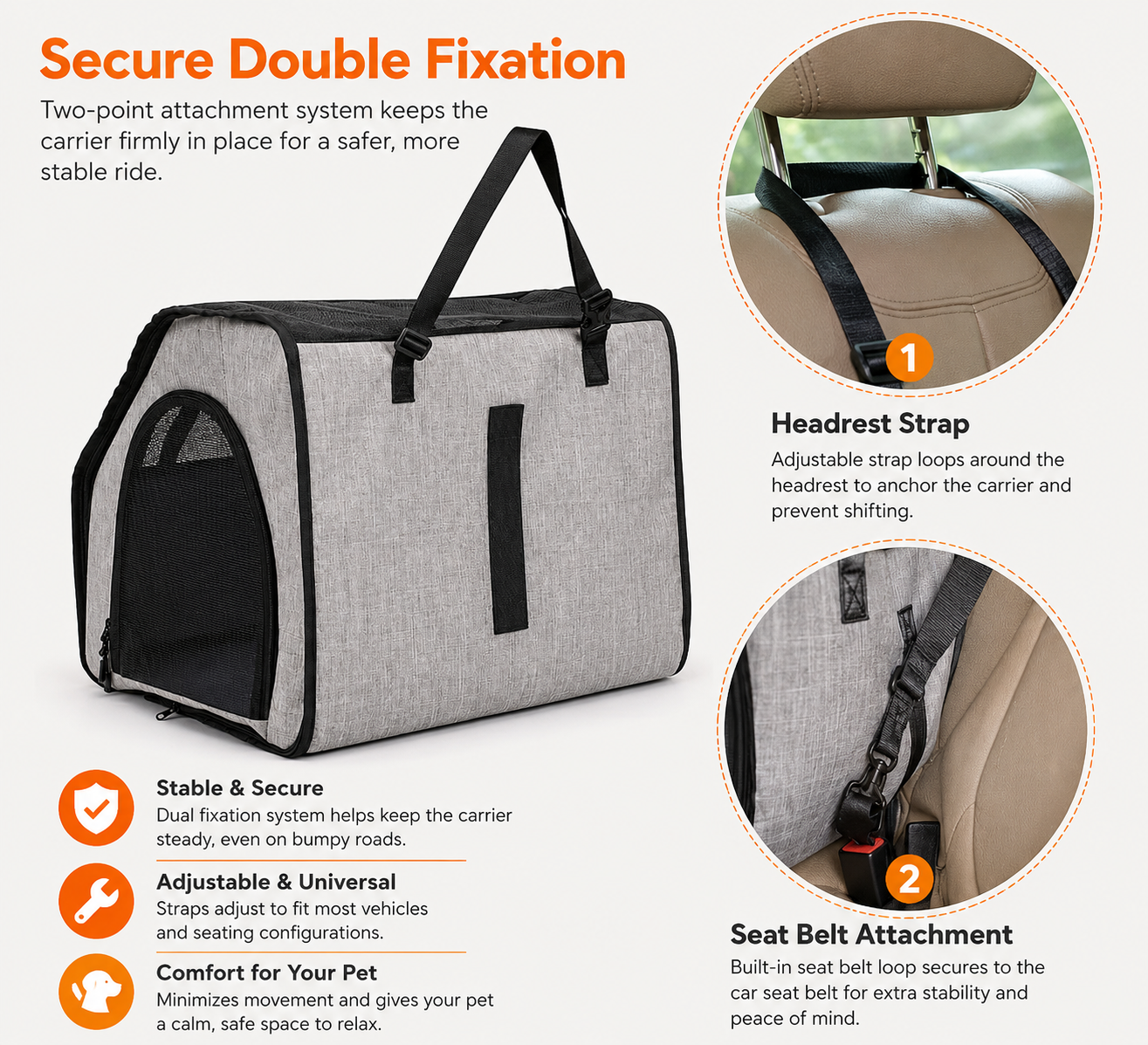 Foldable Pet Travel Car Seat & Carrier