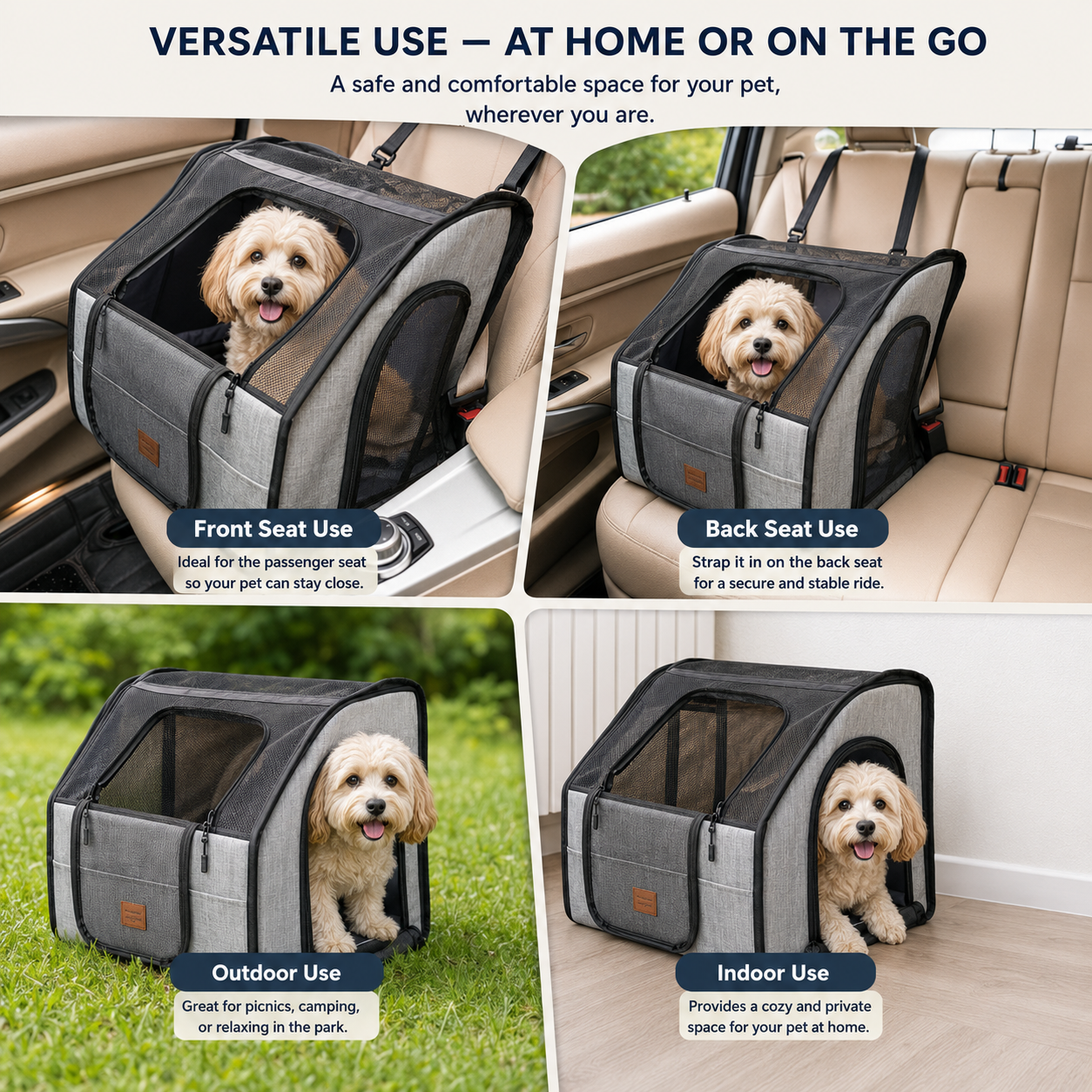 Foldable Pet Travel Car Seat & Carrier